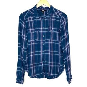 Paige Blue and Pink Plaid Button Down Shirt Size Medium Lightweight Very Soft